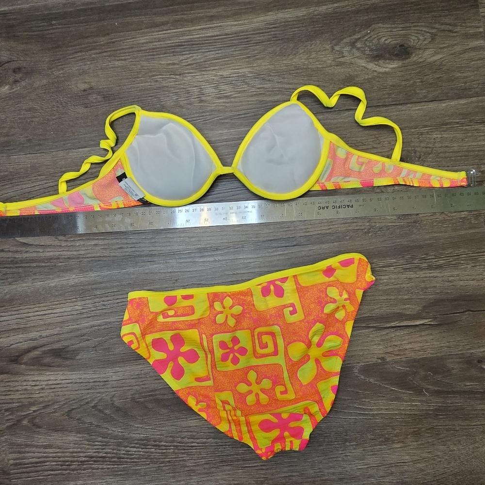 No Boundaries Yellow and Pink Floral Pattern Bikini - Picture 10 of 10
